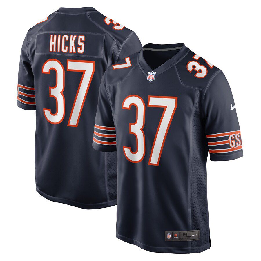 Men Chicago Bears 37 Elijah Hicks Nike Navy Game Player NFL Jersey